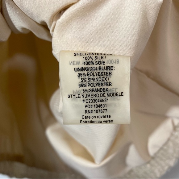 Alice + Olivia Sasha One Shoulder Sequin Neutral Cream Silk Top Small - Picture 4 of 6